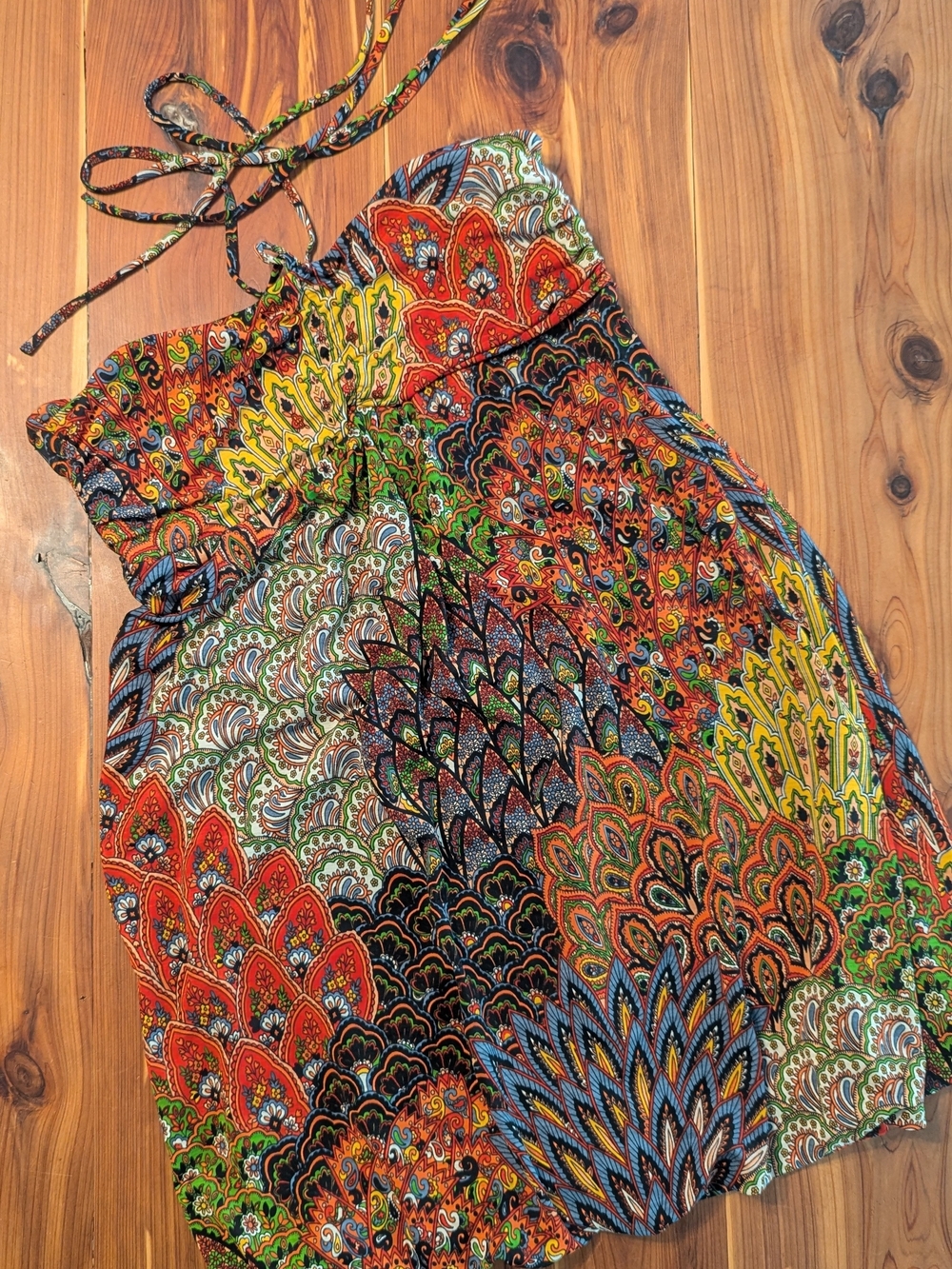 Vibrant Multicolor Paisley Halter Dress